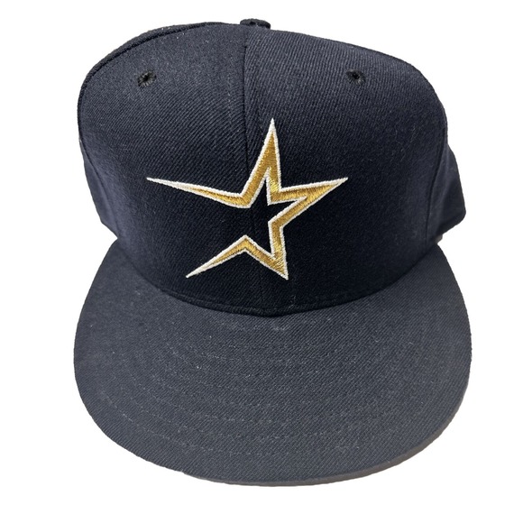 VTG Houston Astros New Era 5950 Hat Pro Model Diamond Collection 7 1/4 BLACK NOS - Picture 1 of 6